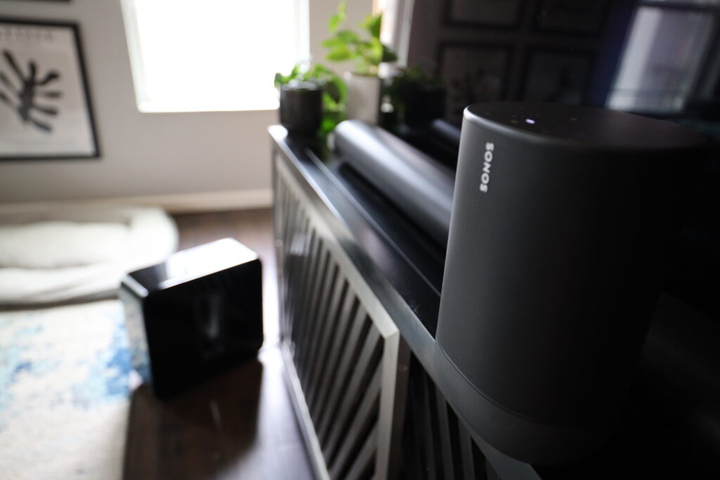 Sonos speakers in front of TV