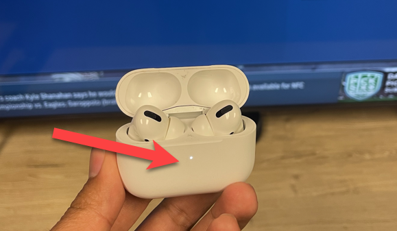 Front of Airpods Case with White Light