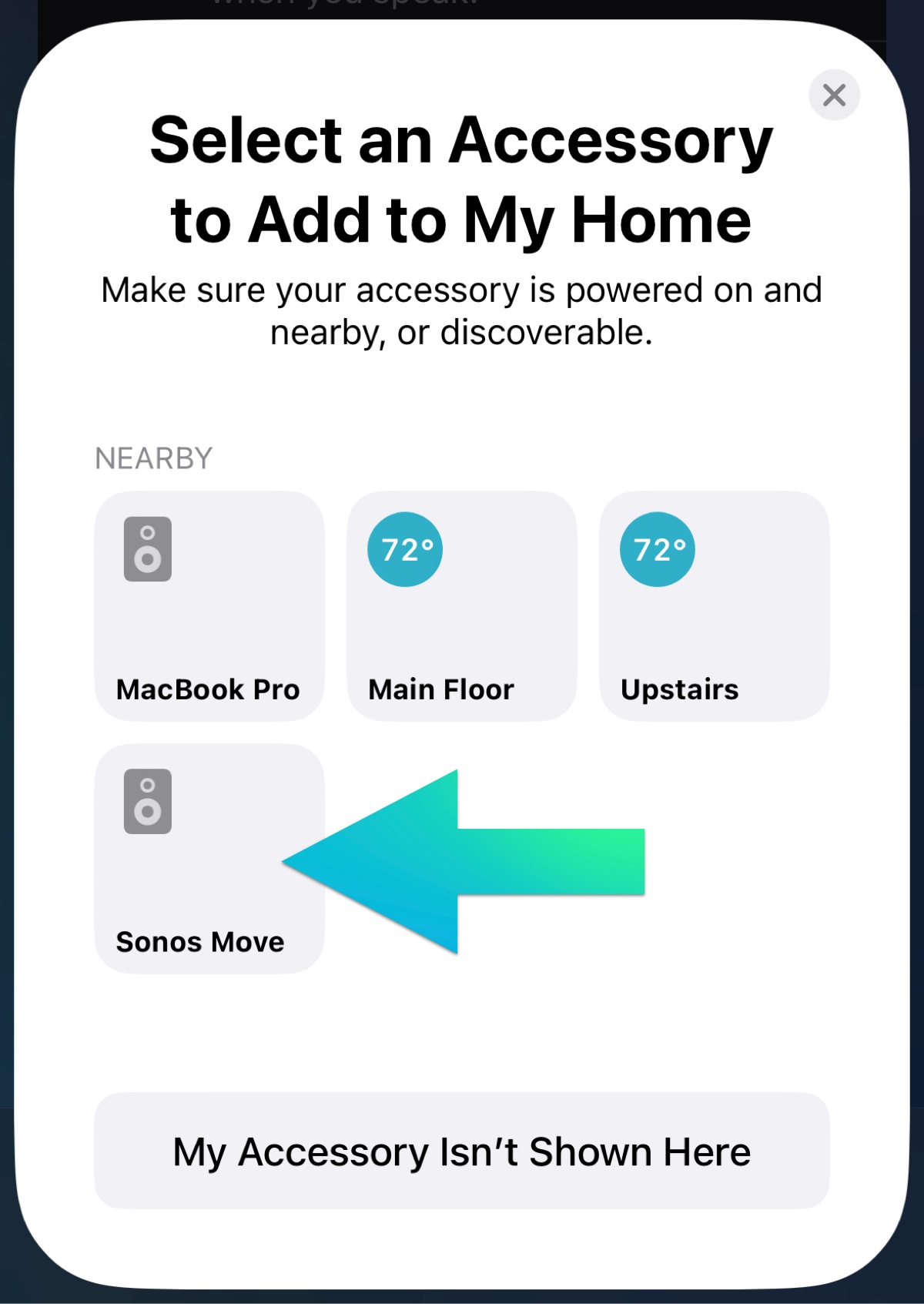 Select the sonos product to add