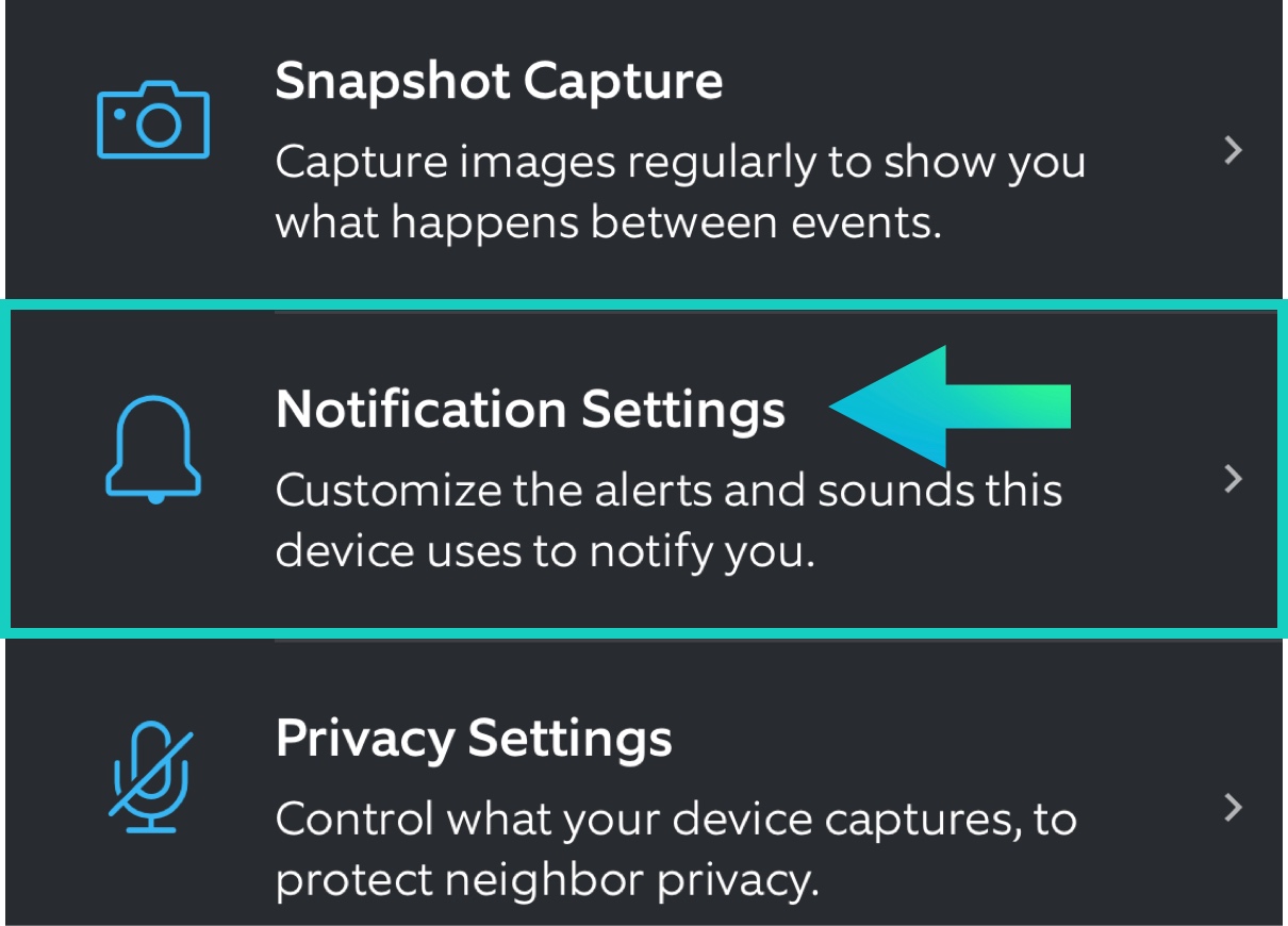 Select notification settings