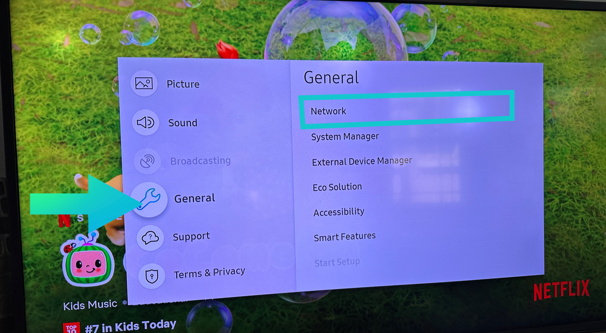 Select General then Network