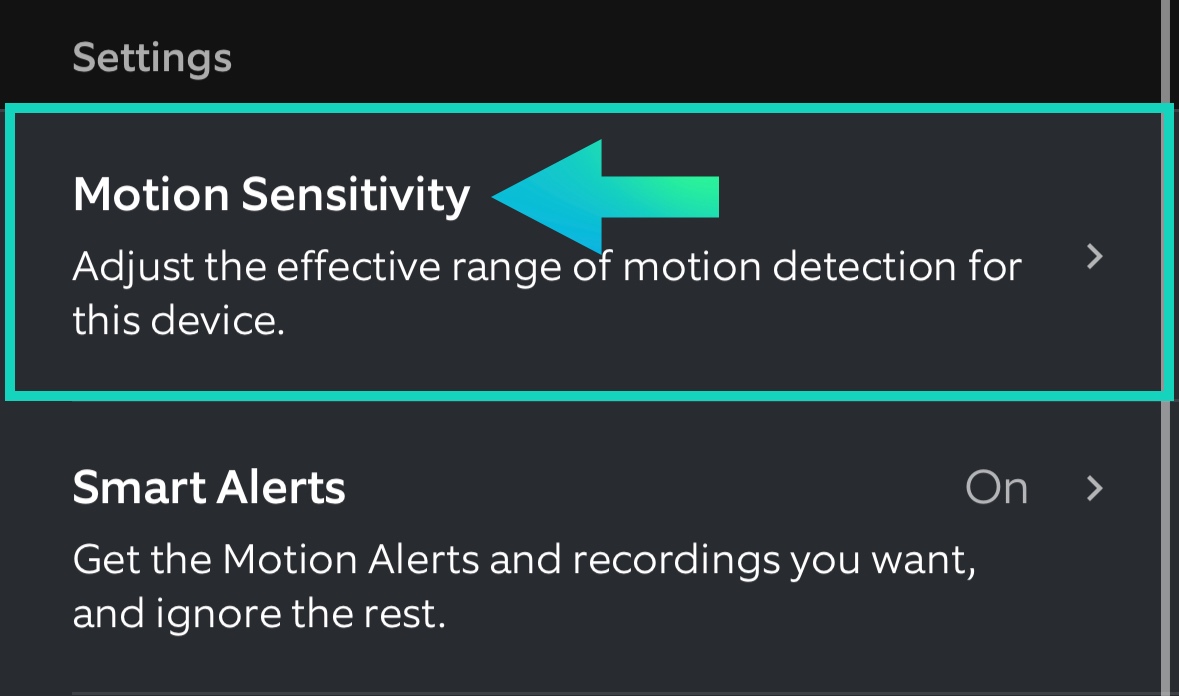 Open the motion sensitivity settings