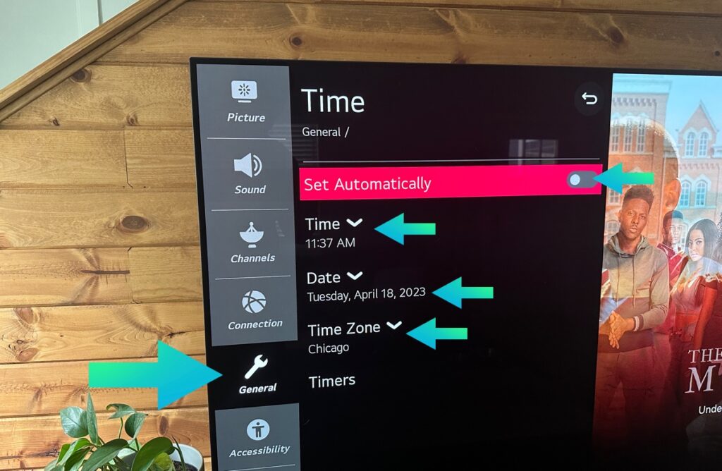 Time setting on LG tV