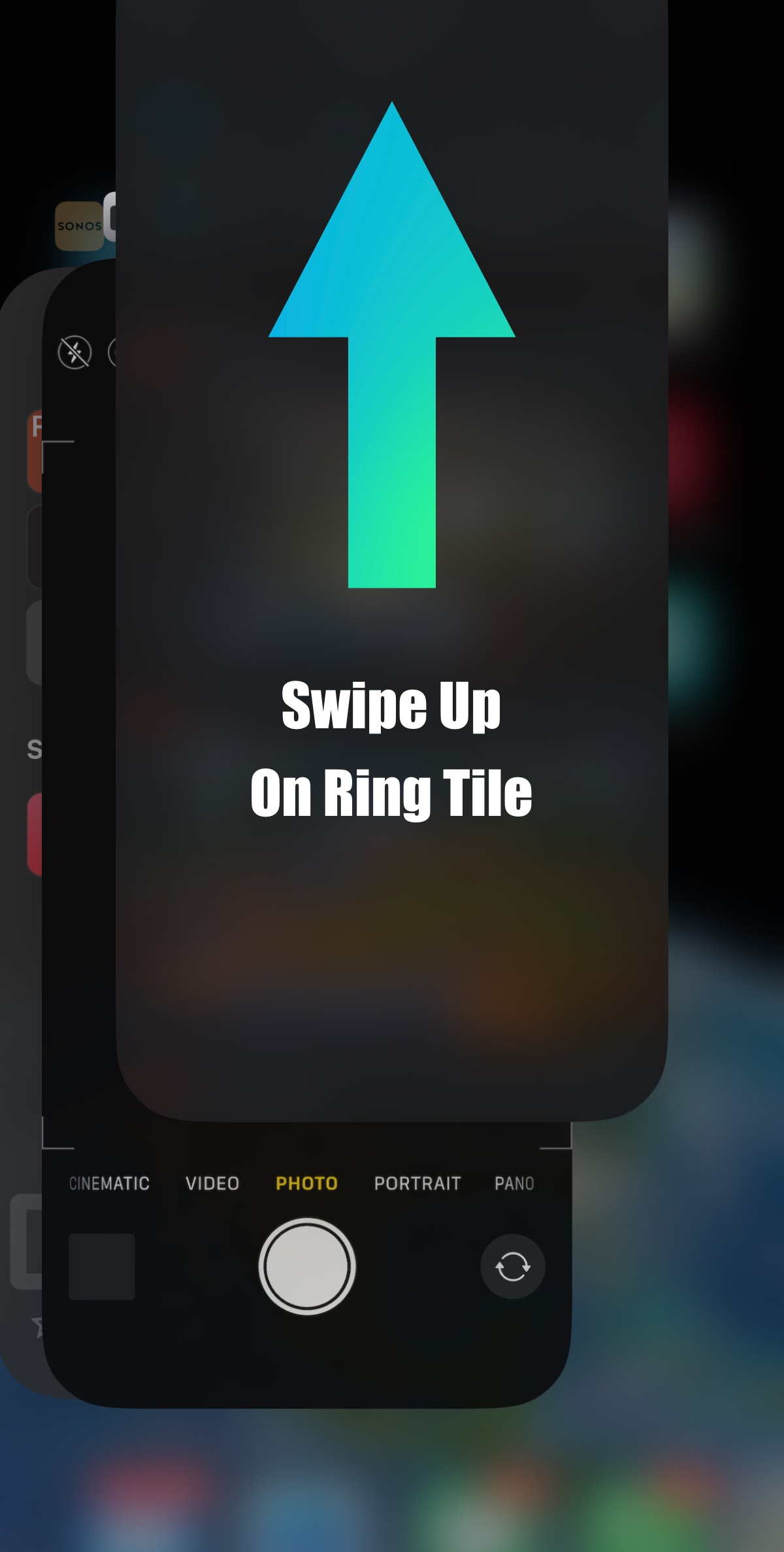 Swipe up on the ring tile