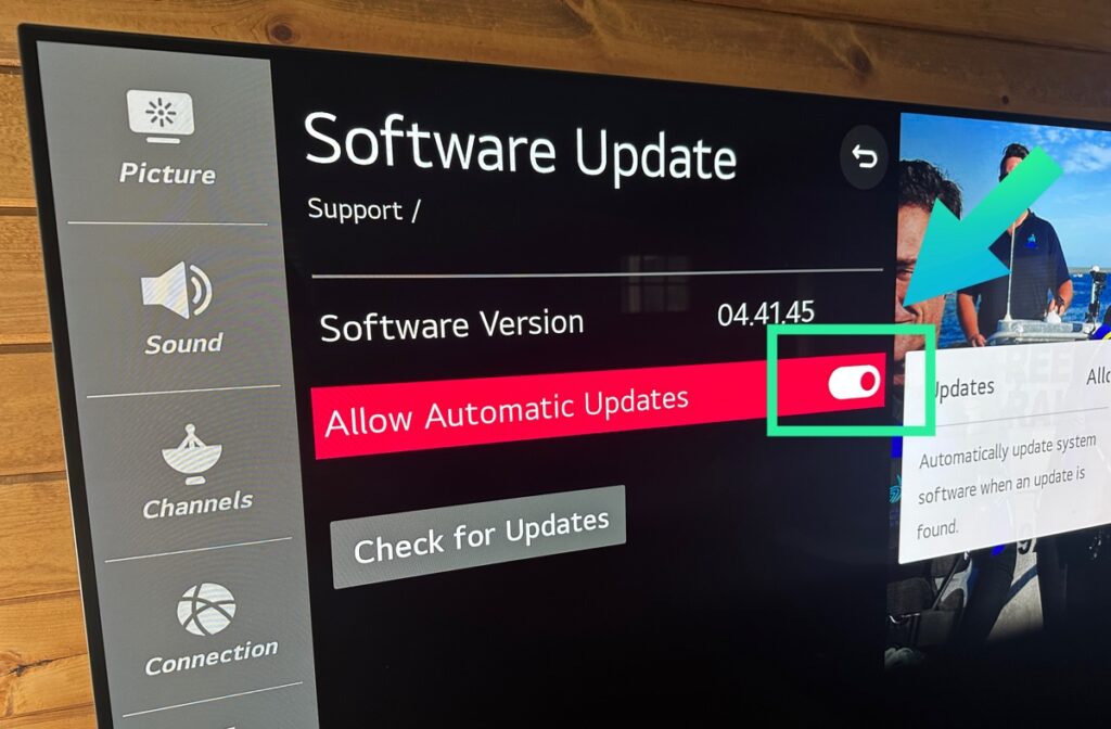 LG tv auto updates turned on