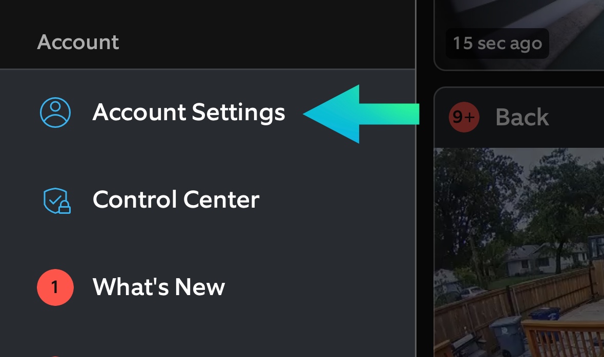 Ring account in menu