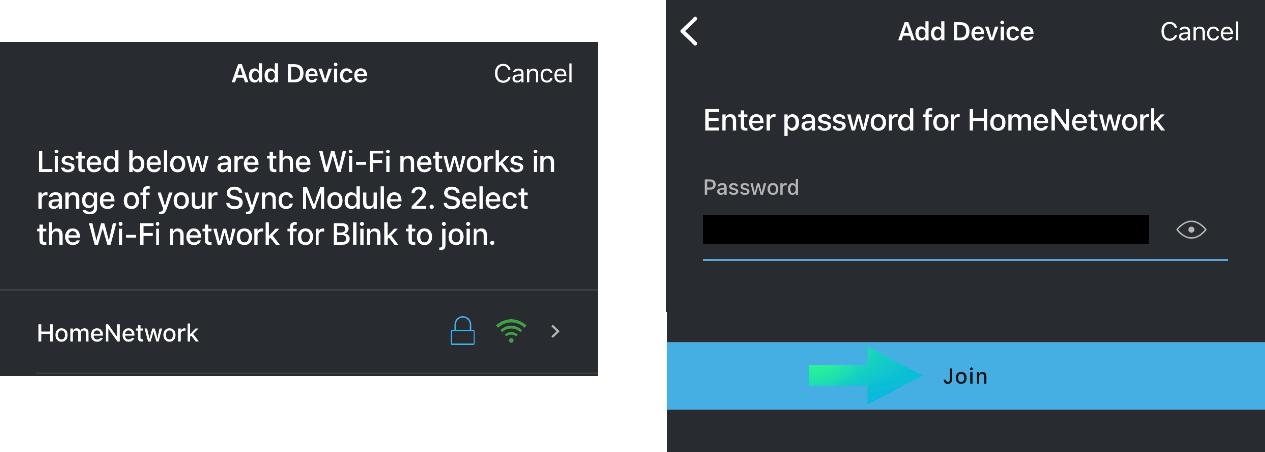 Enter your WiFi details and select join