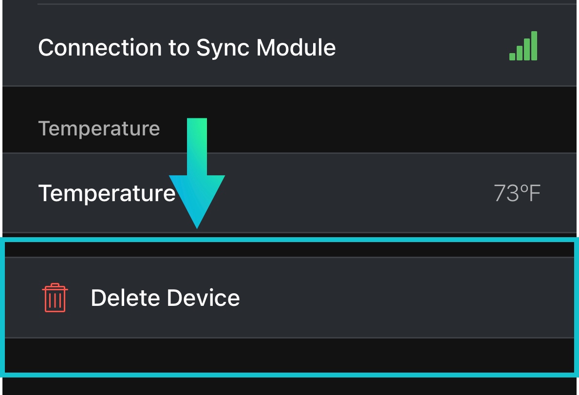 Select delete device to delete camera