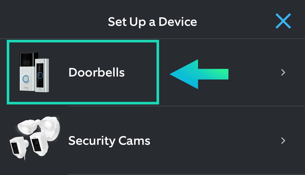 Select the device you are setting up