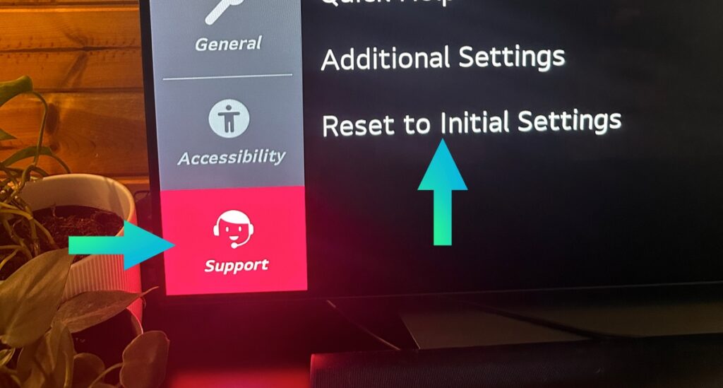 Support and reset on lg tv