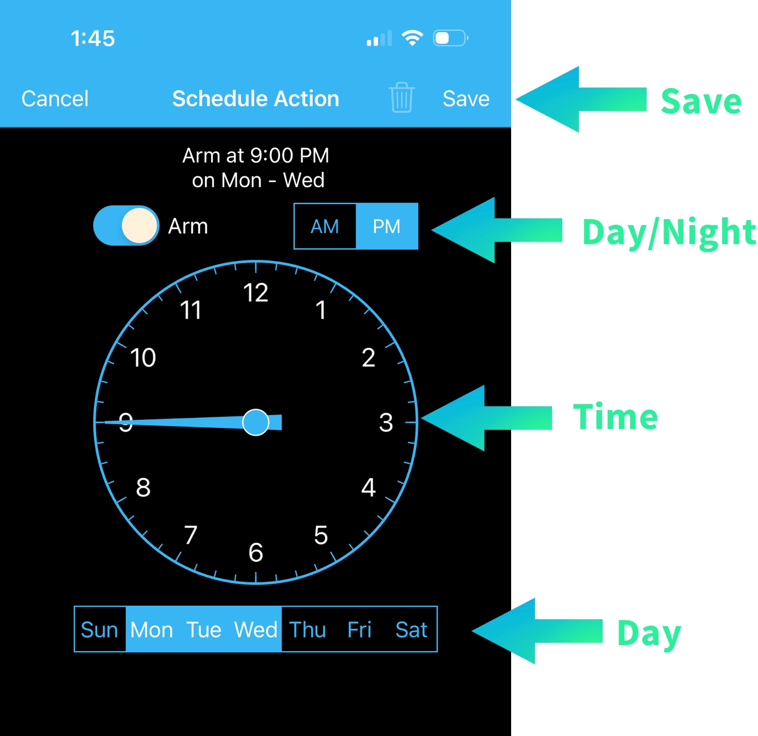 SETTING A BLINK ARM SCHEDULE