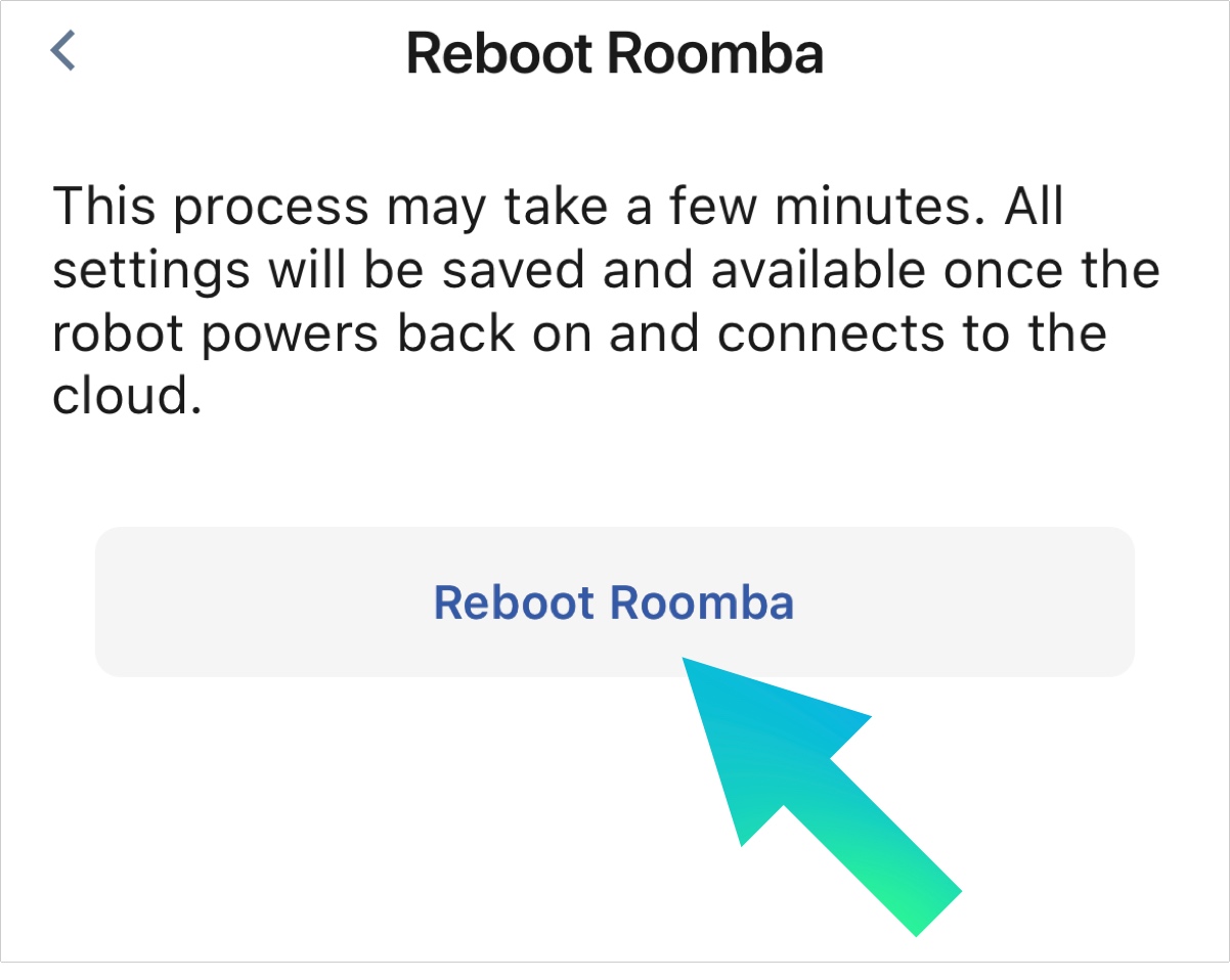 Roomba app - confirm reboot