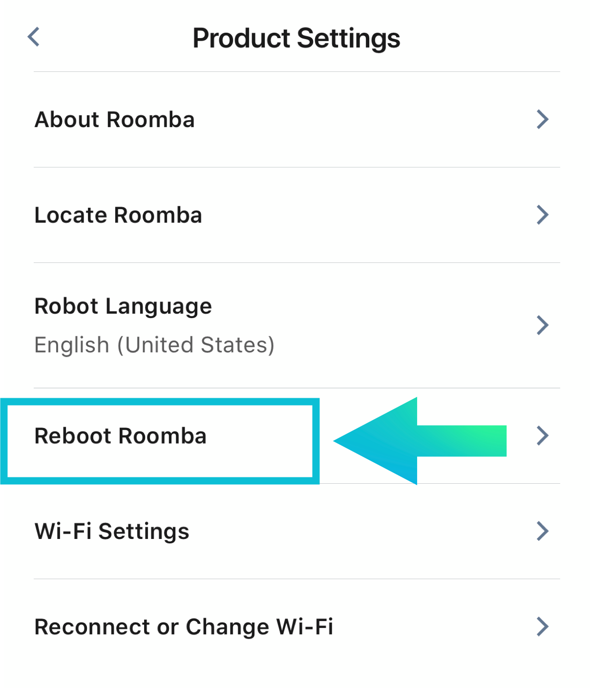 Roomba app - reboot