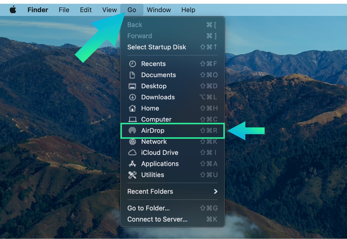 Mac go menu then airdrop