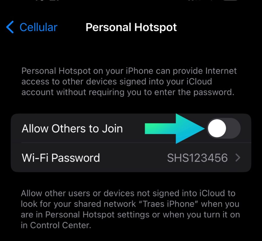 iphone turn off hotspot