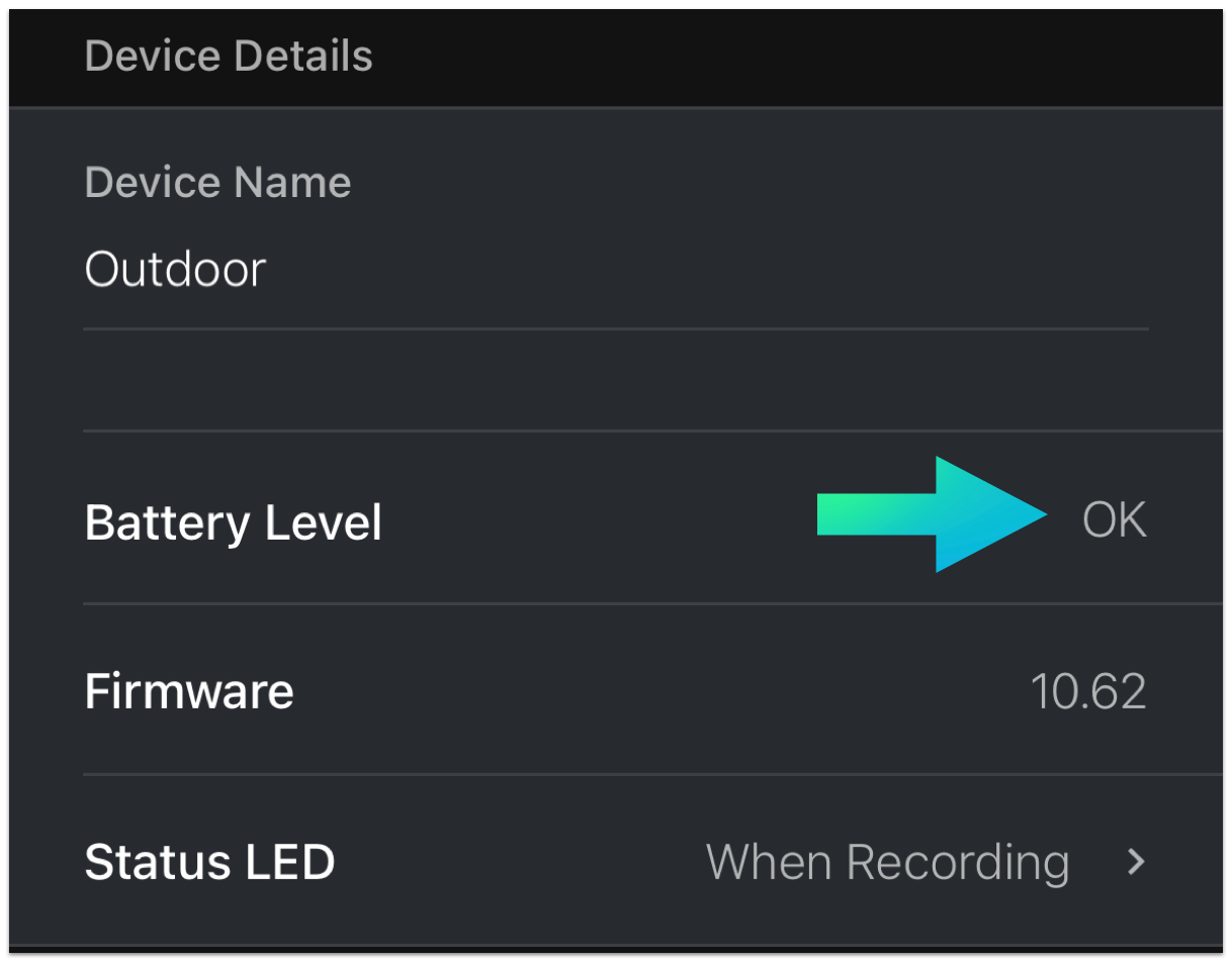 Blink outdoor battery level