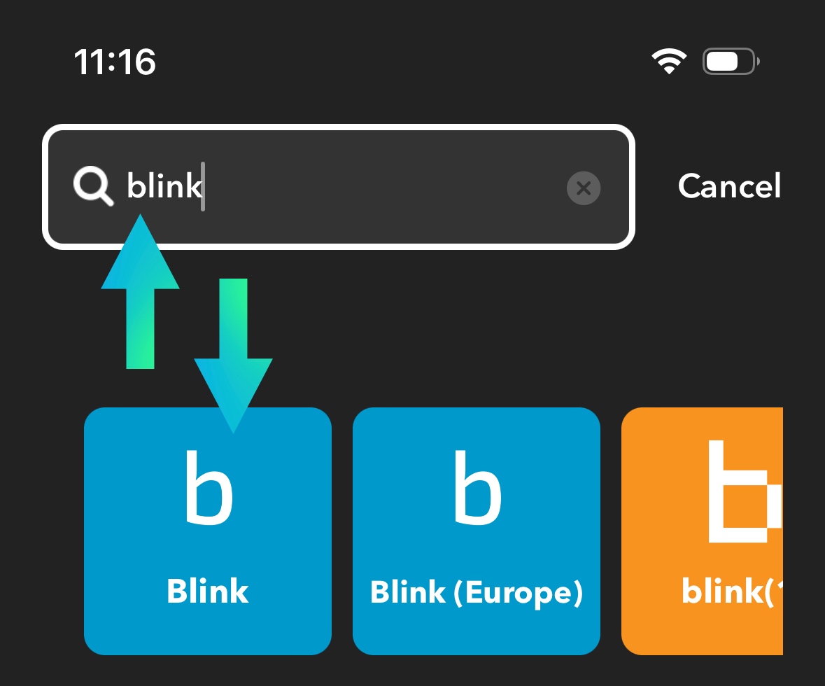 Search for and select Blink