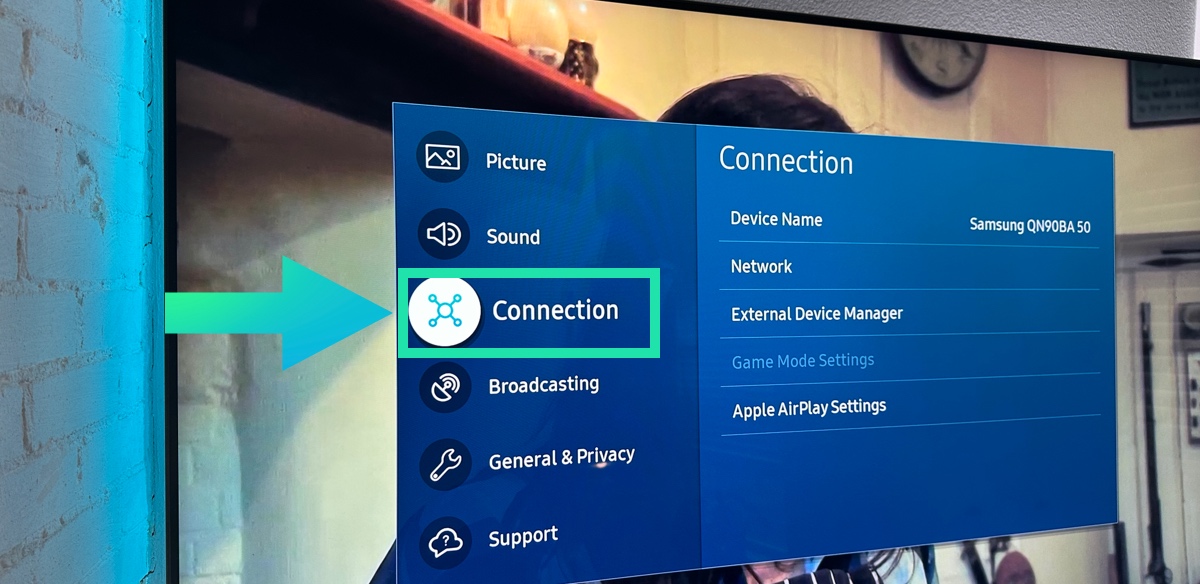 Select Connection - Samsung tv menu