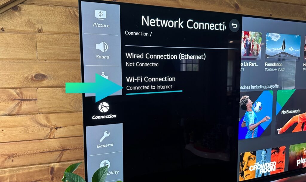 Check wifi settings on LG TV