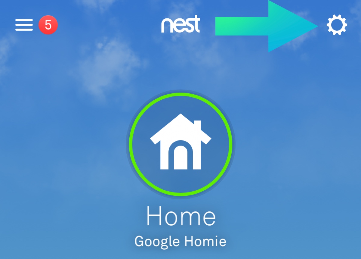 Nest - select the gear icone