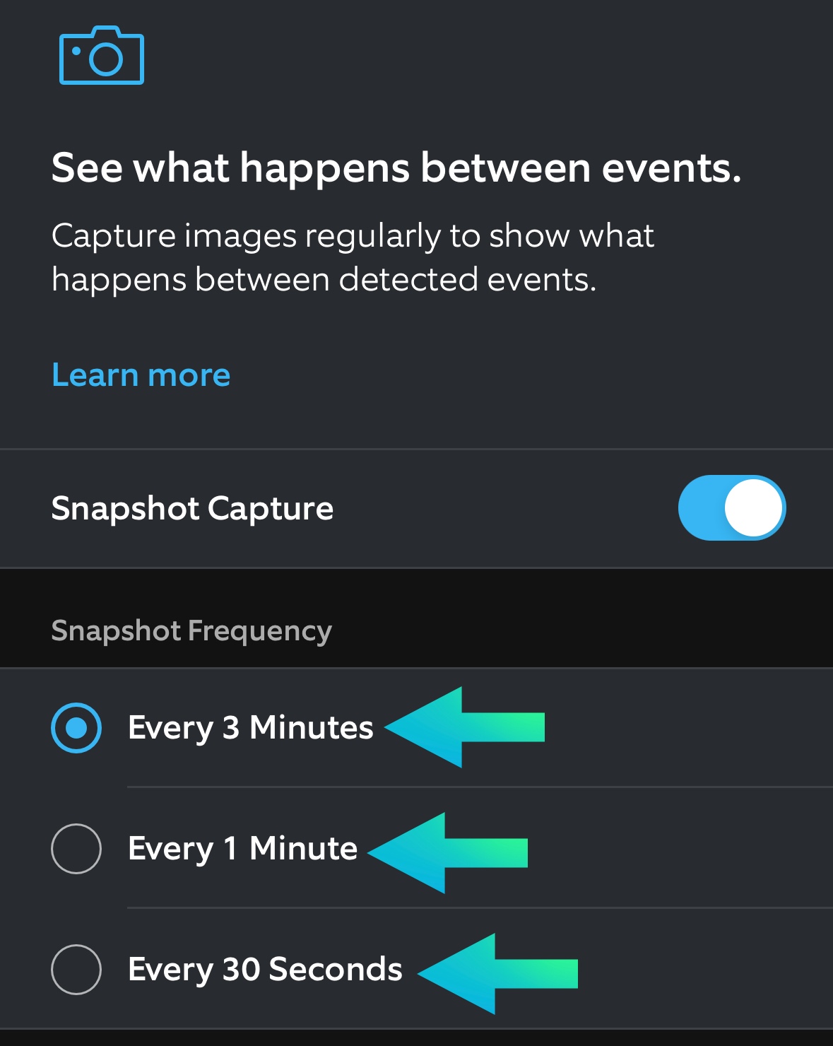 Adjust the capture settings