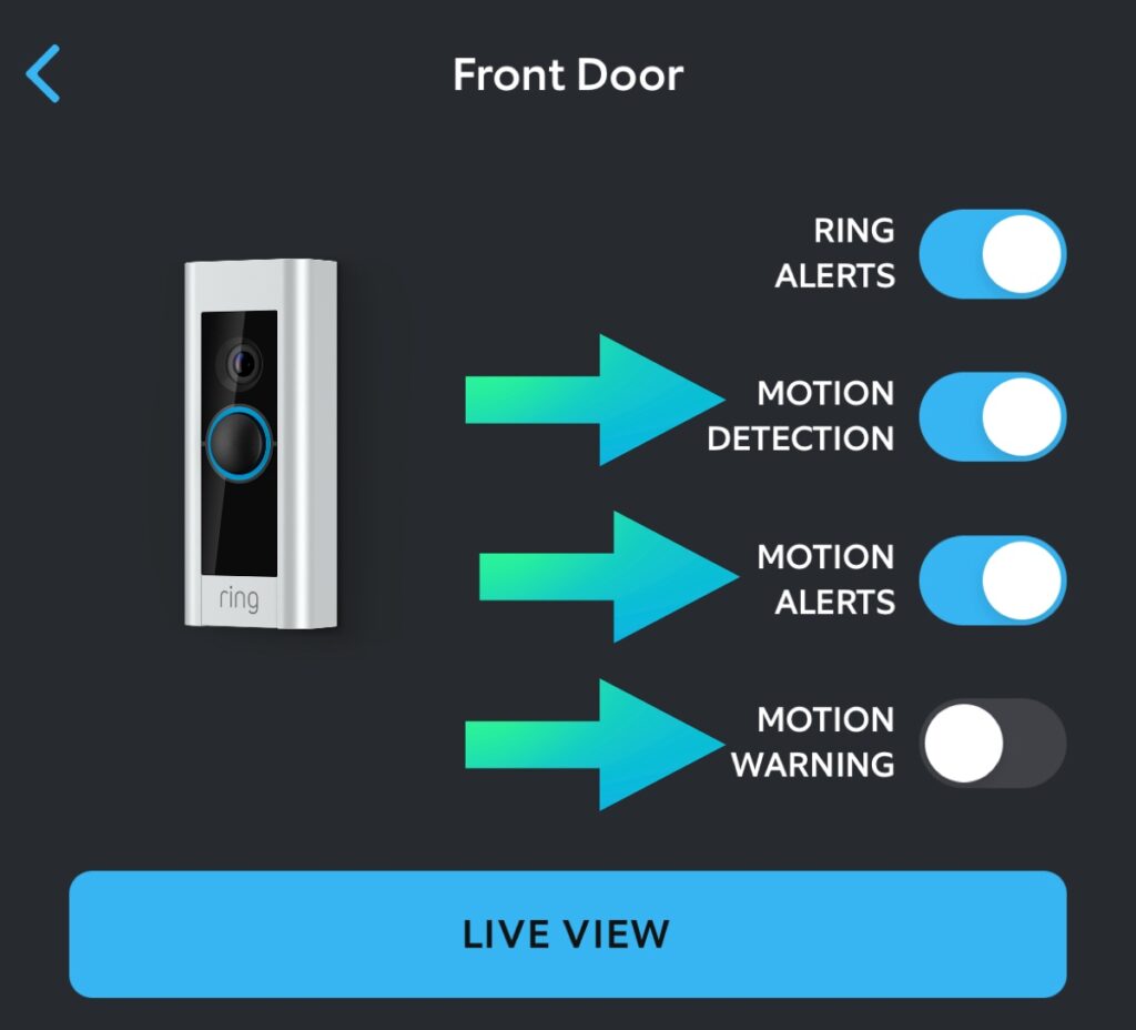 Device settings front doorbell