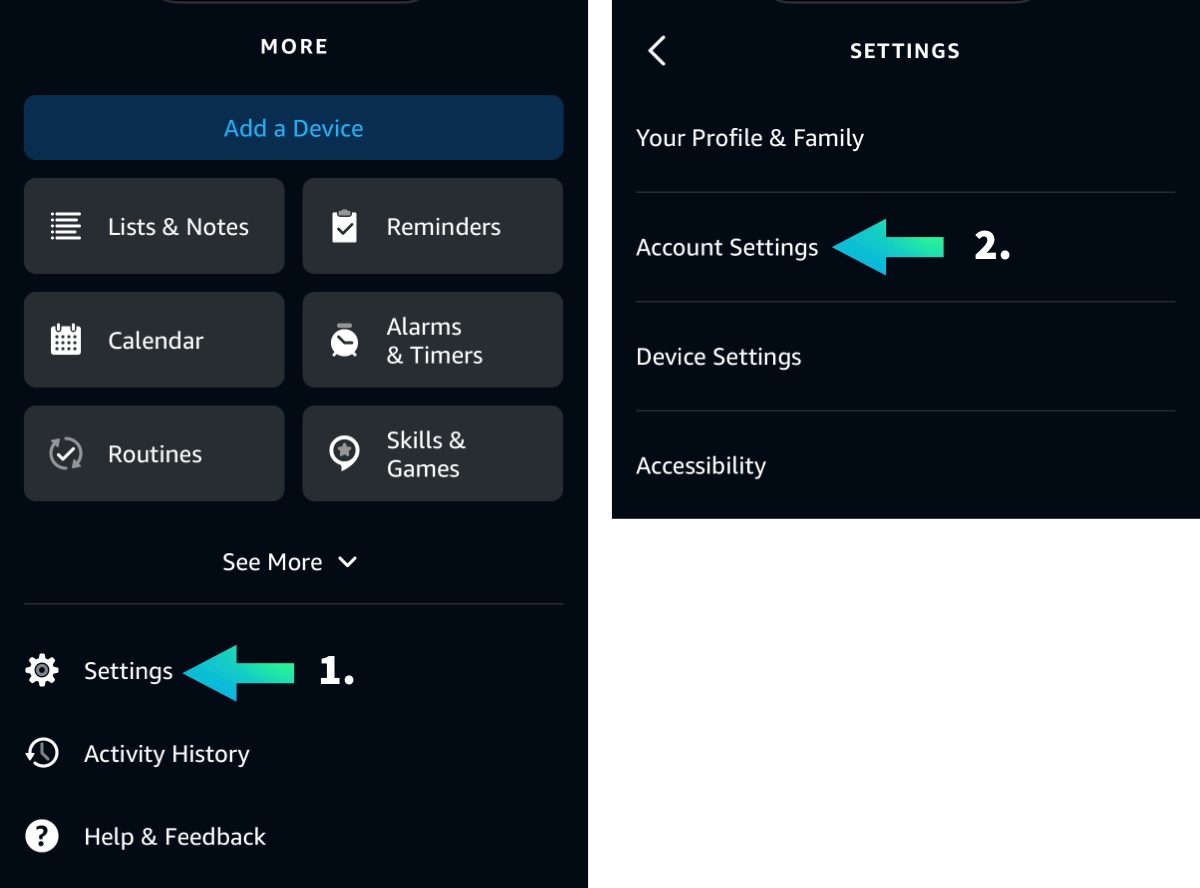 Alexa - account settings