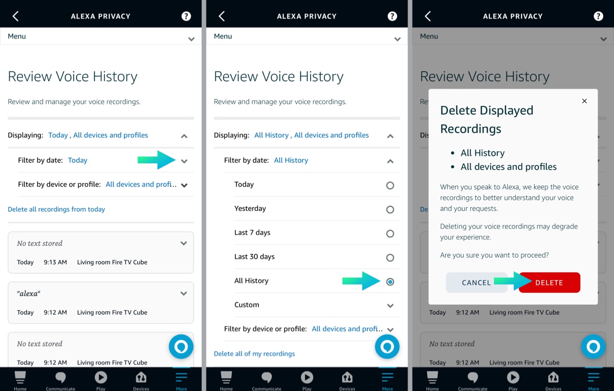 Alexa delete all voice recordings