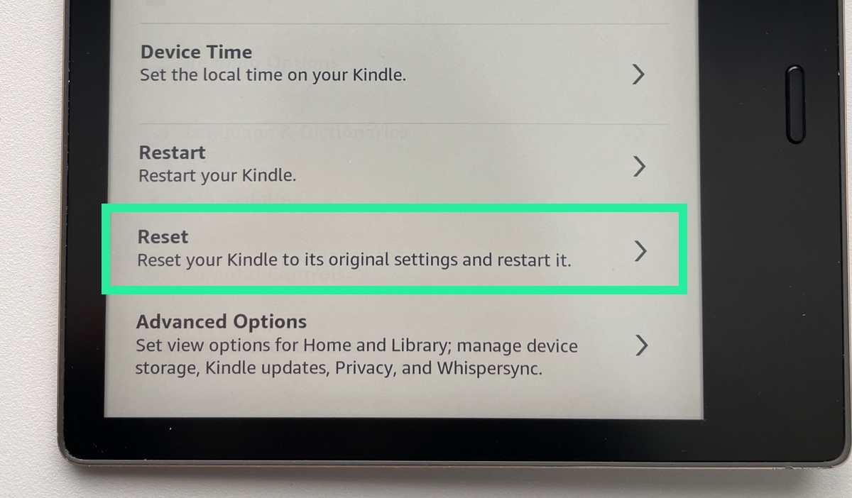 Kindle reset