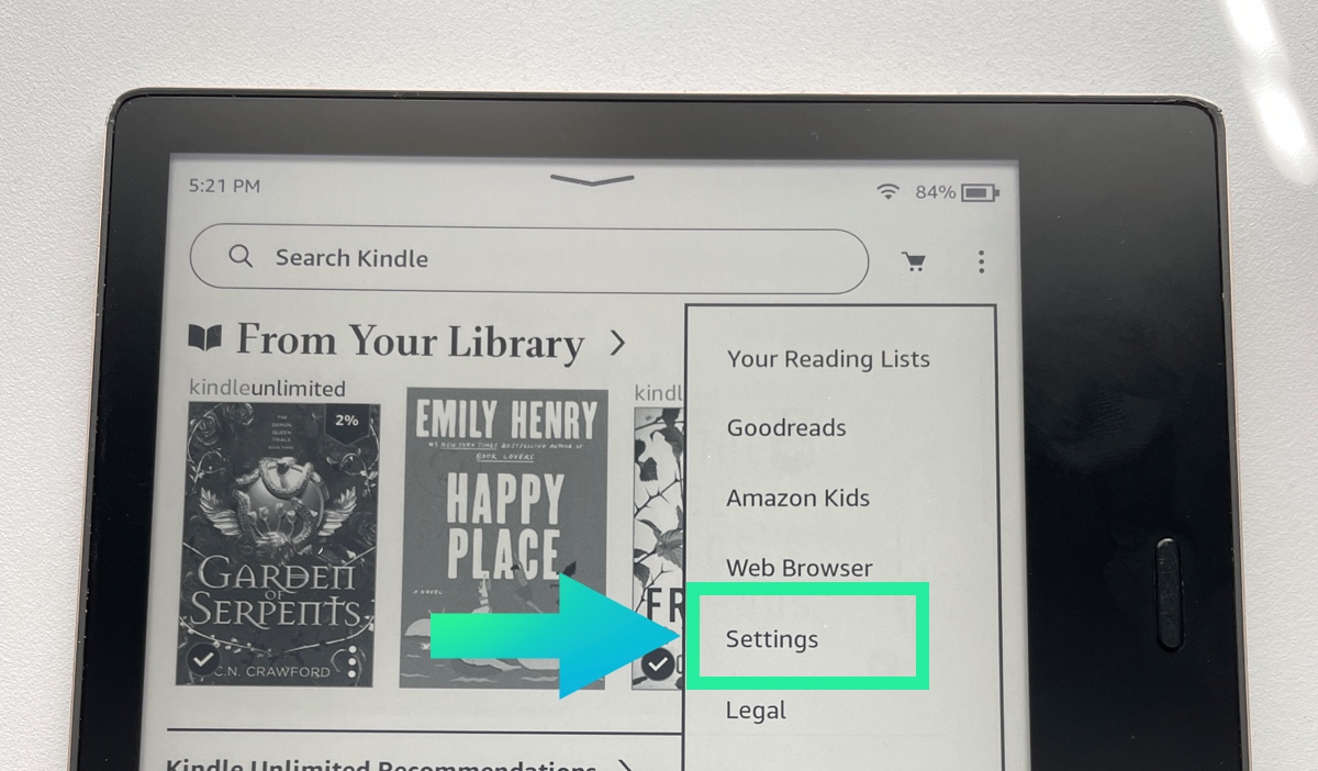 Kindle settings