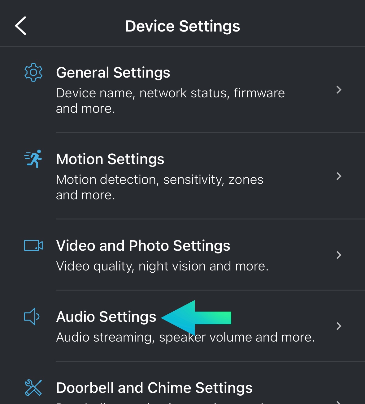 Blink audio settings