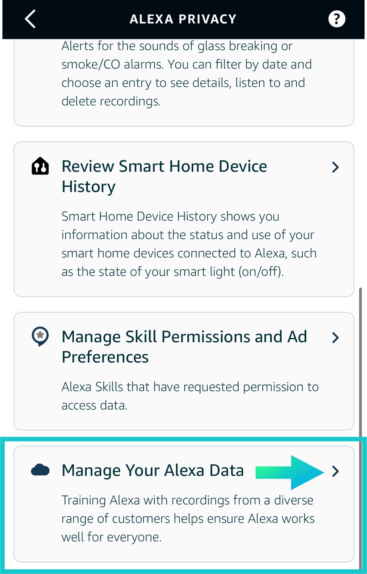 Alexa manage your data