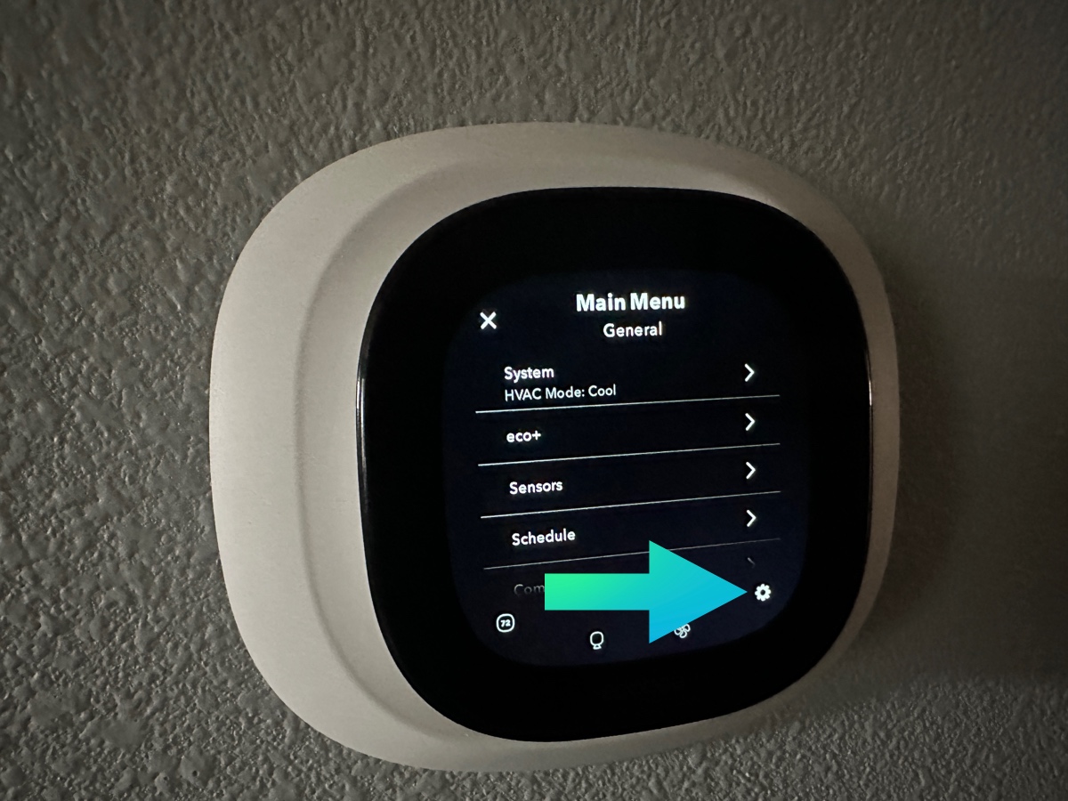 ecobee settings tab