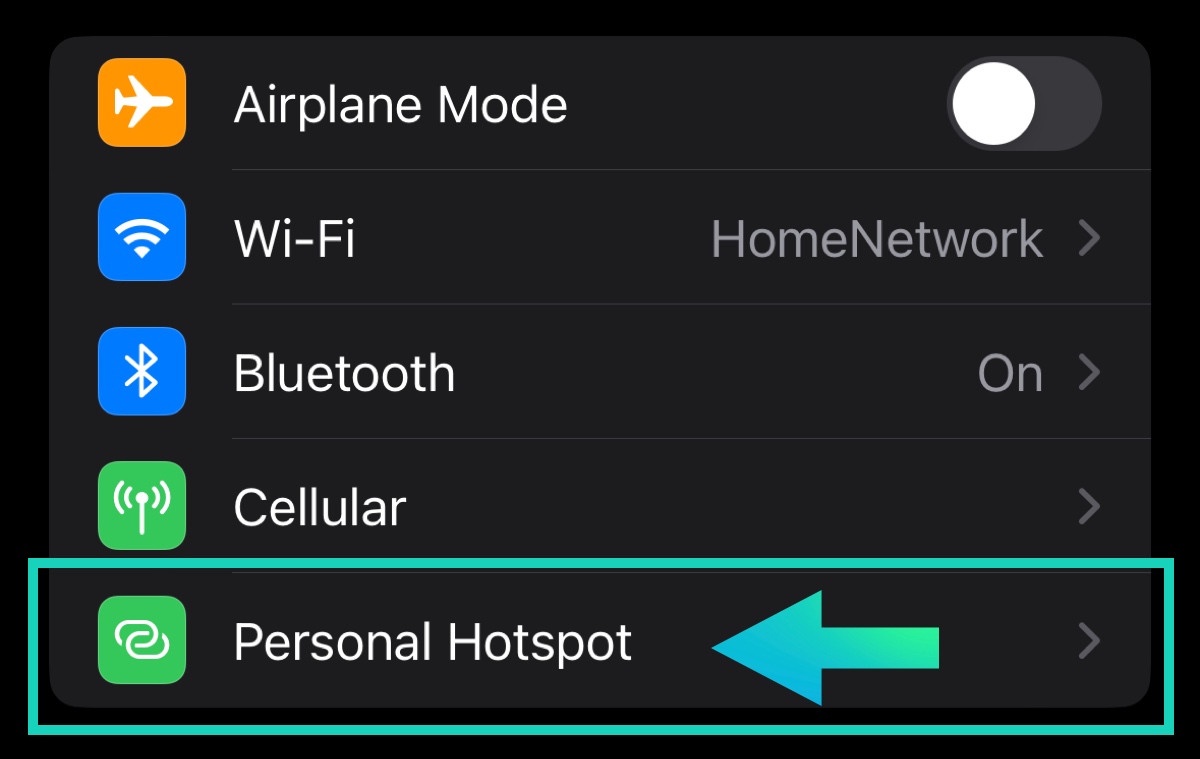 Personal hotspot on iphone