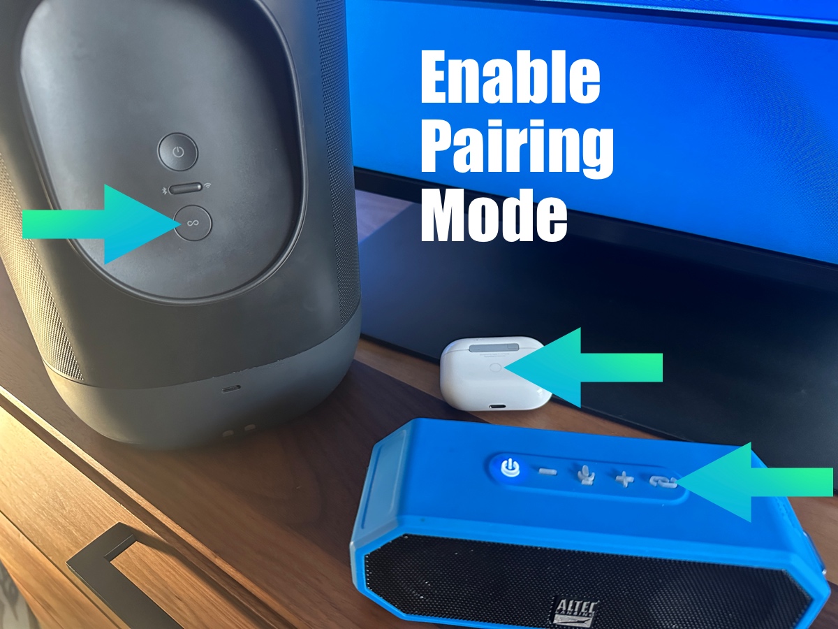 Pairing mode button on multiple bluetooth speakers