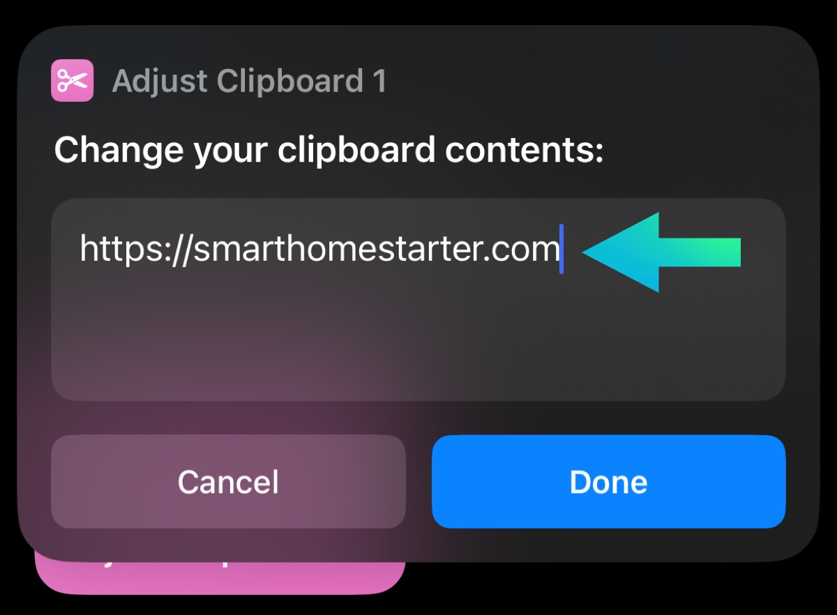 iphone shortcut - adjust clipboard