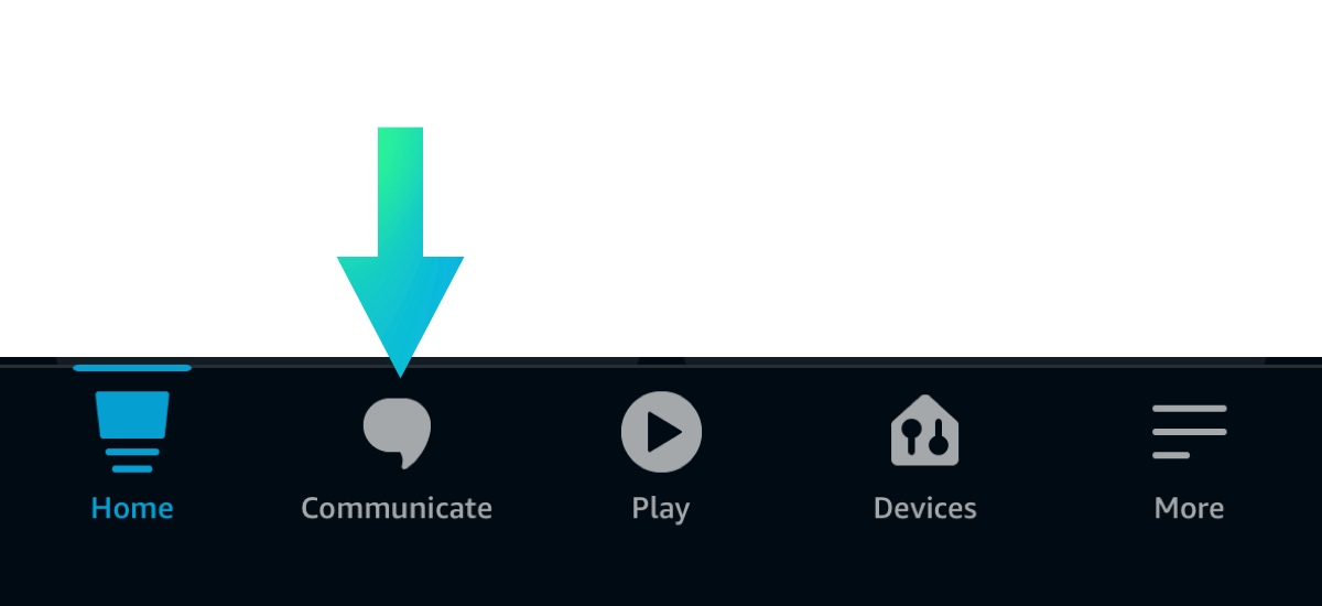 Communicate tab in the alexa app