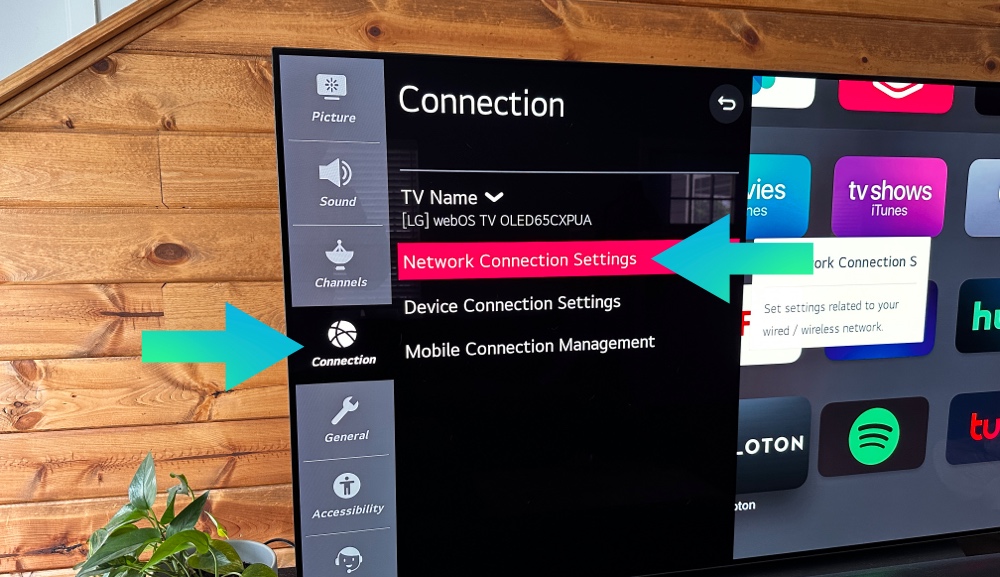 Connection then network connection settings