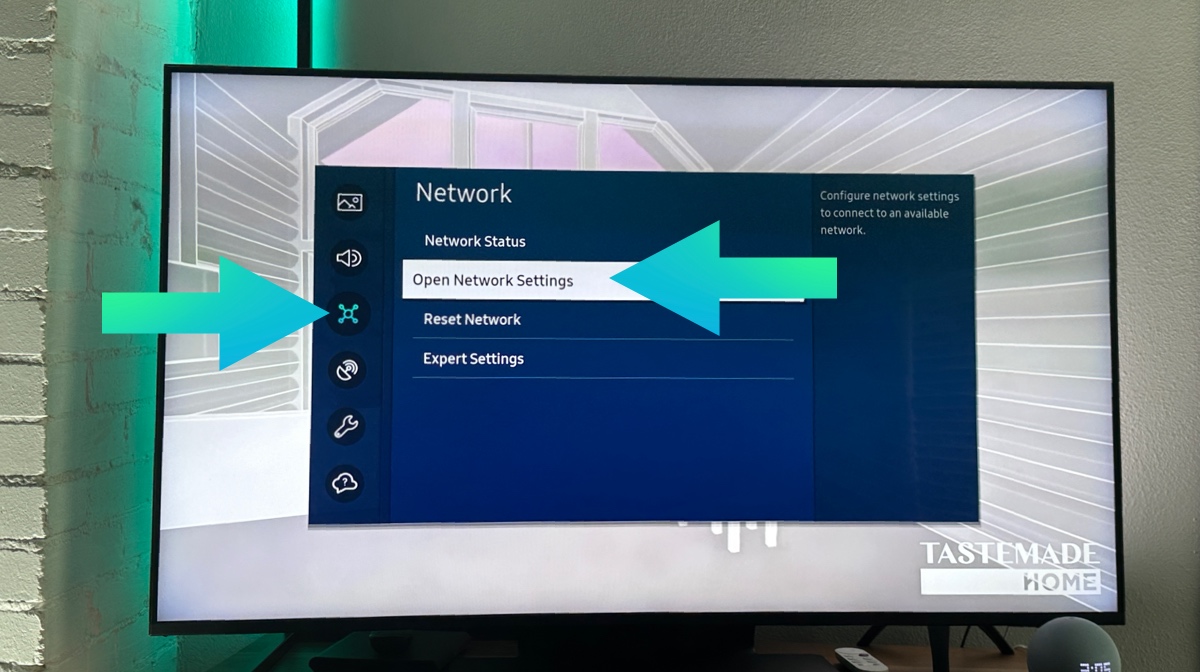 Open Network settings in Samsung menu