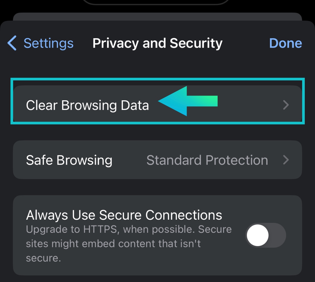 Select clear browsing data