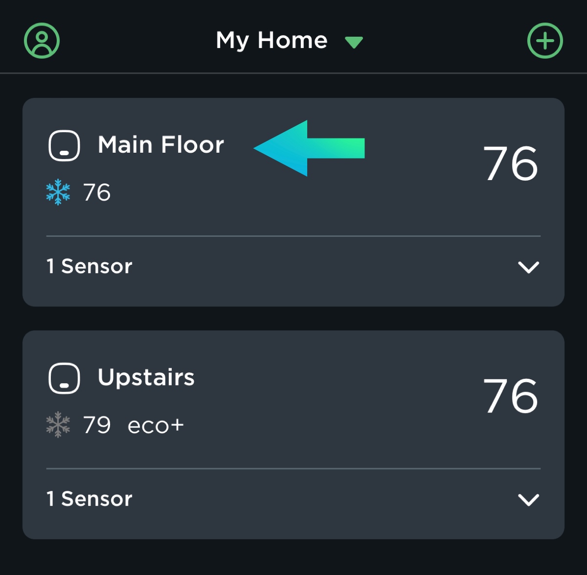 ecobee app select device