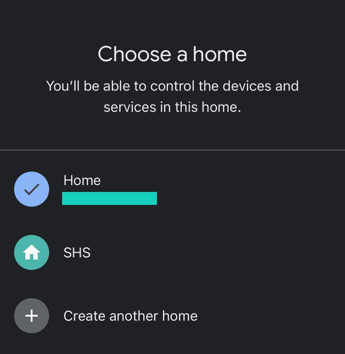 Choose a home to move your device to