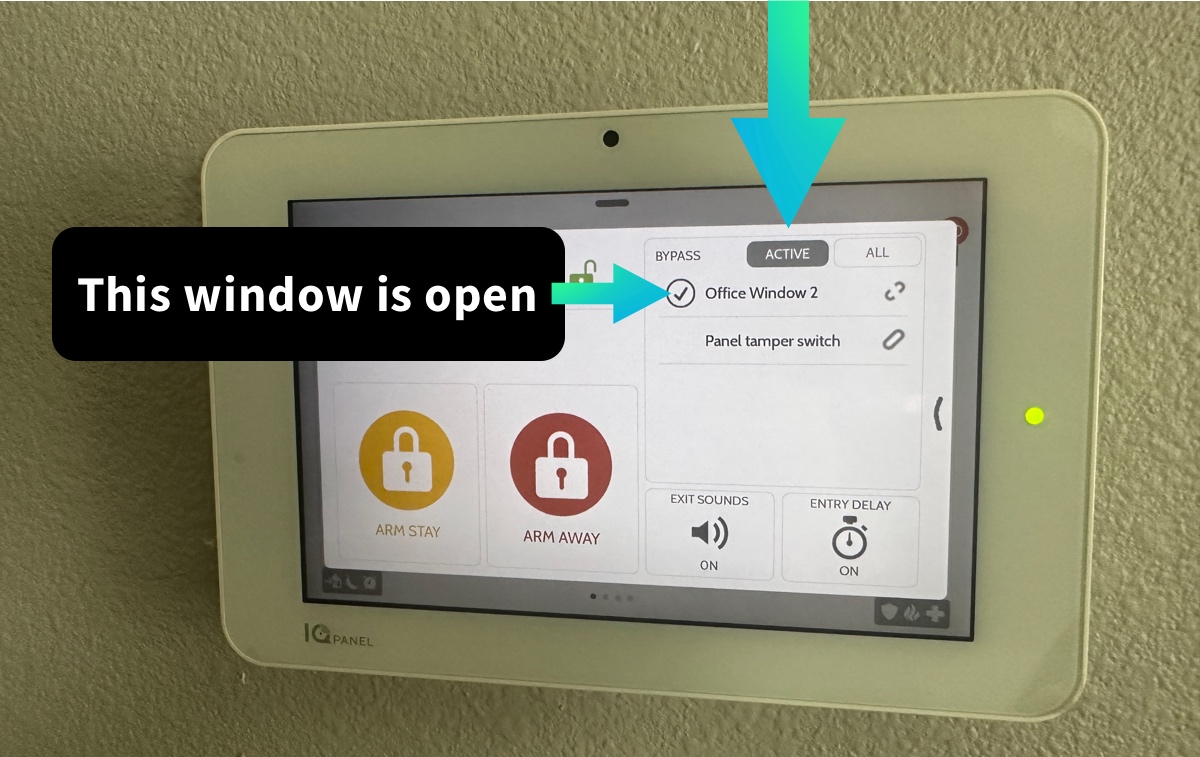 Bypass of open window on ADT