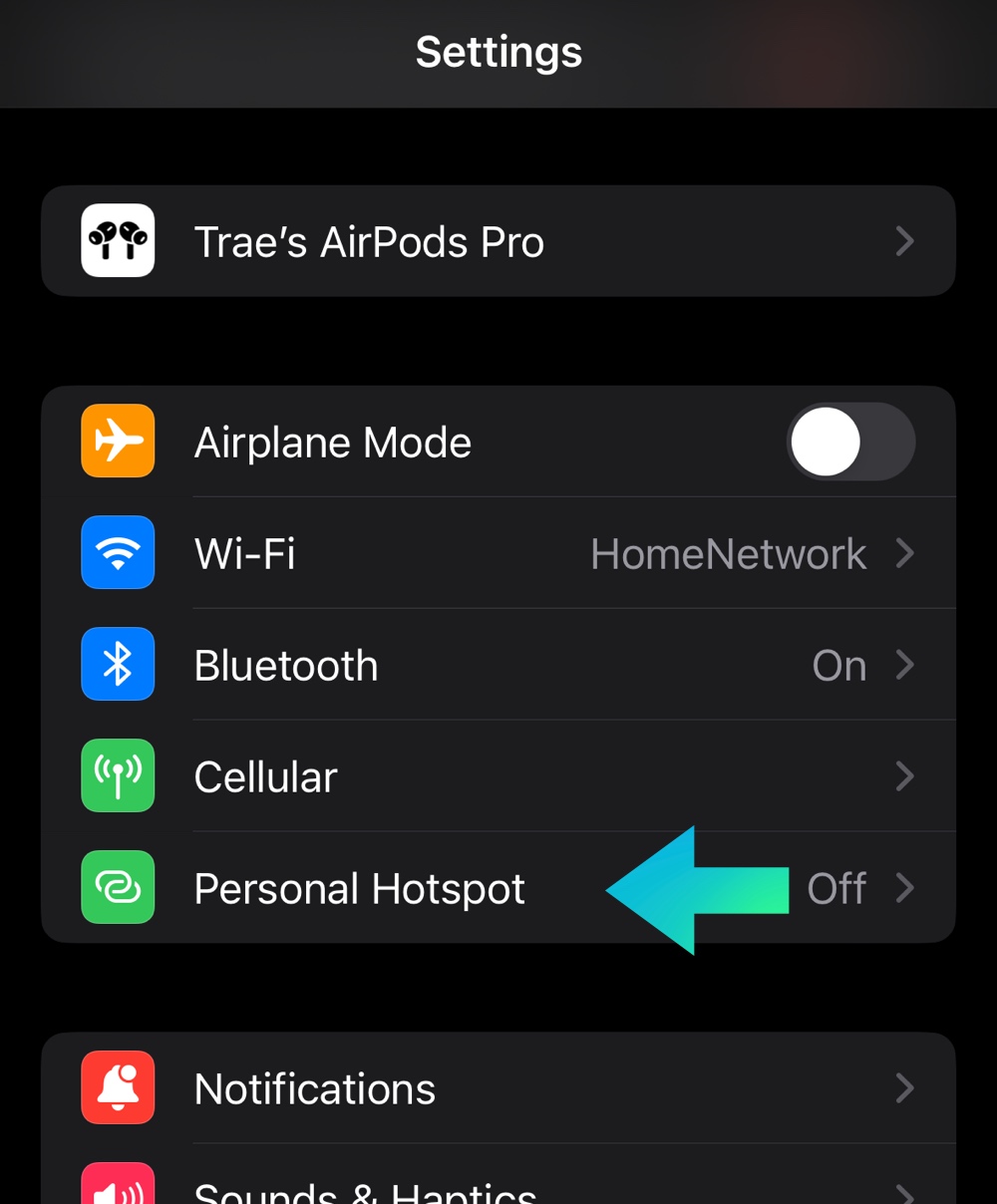 Personal Hotspot in iPhone