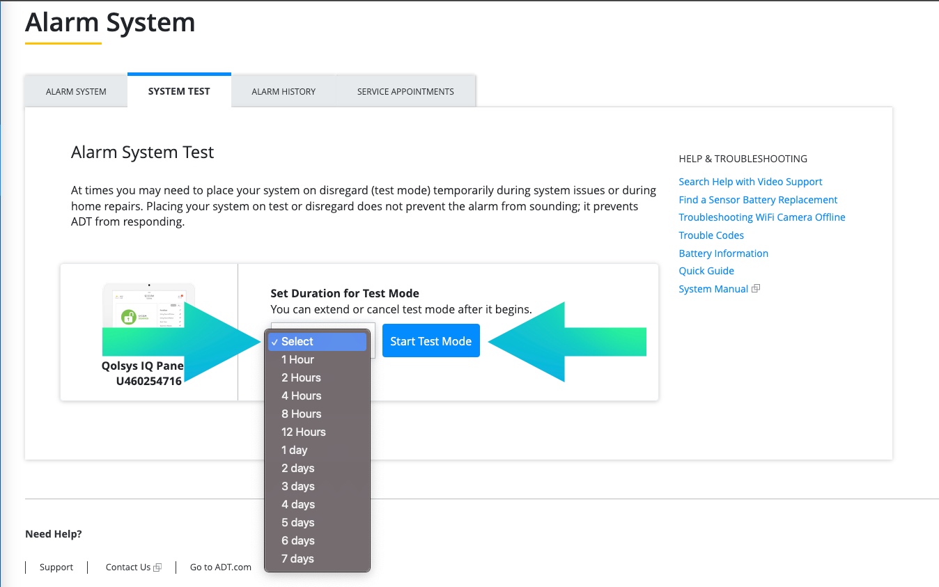 Select a duration and start test