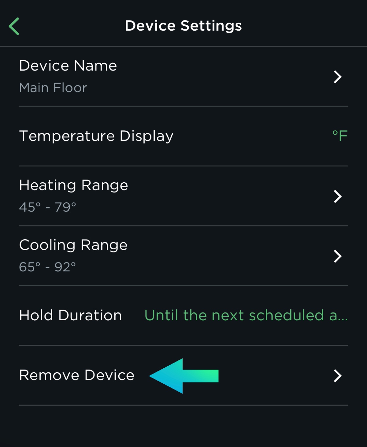 ecobee app remove device