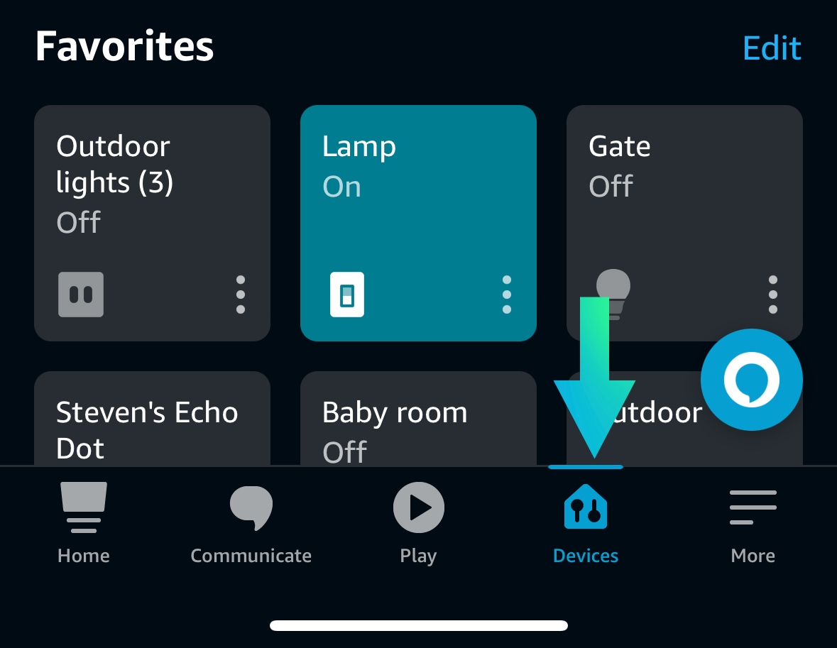 Devices on alexa app