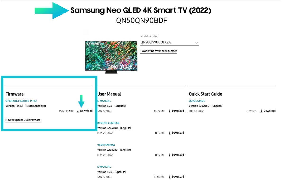 Download the firmware from Samsung.com