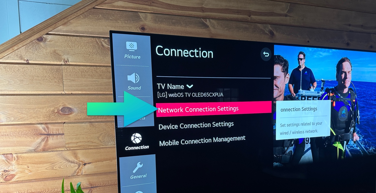 LG tv network connection settings