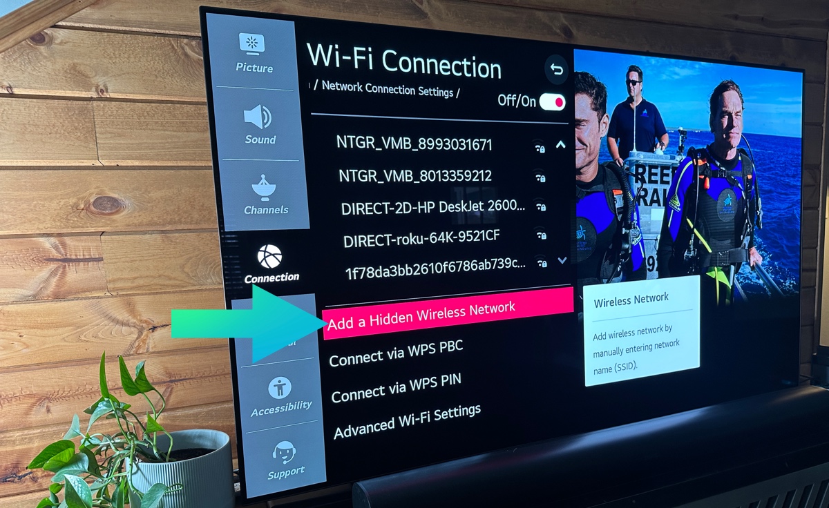 Lg tv find a hidden network